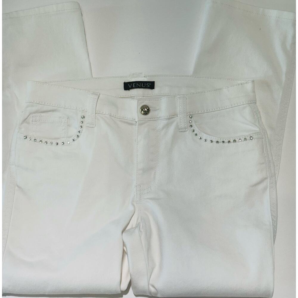 VENUS Fame Jeans White Straight Leg Embellished Size 2